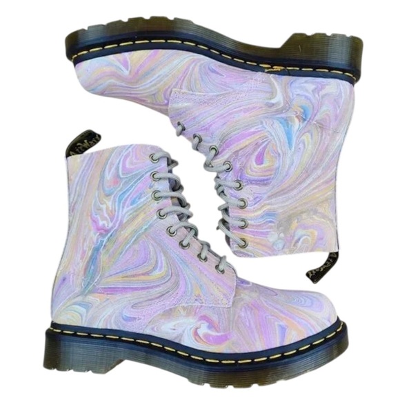 Dr. Martens Multicolor Pascal 1460 Boots in Pink and Orange Swirl Wiener Size 7 - Picture 4 of 11